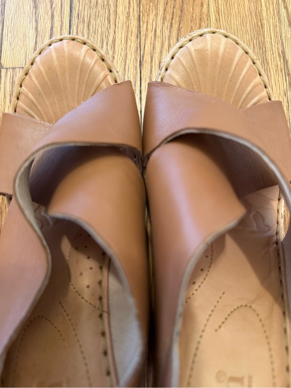 Born Tan Leather Cork Wedge Sandals - Picture 5 of 8